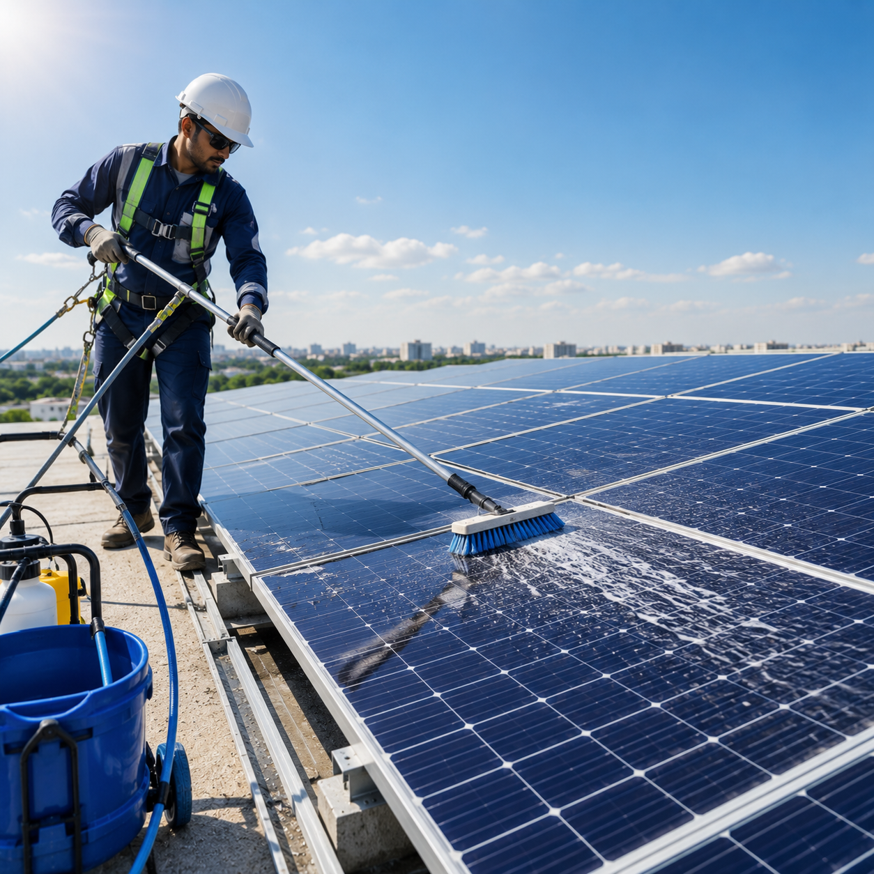 Solar panel cleaning